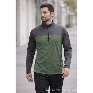 Mammut Polartec Power Grid Mens MEDIUM Quarter Zip Pullover Green Grey Hiking **